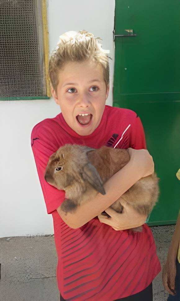 niña abrazando un conejo